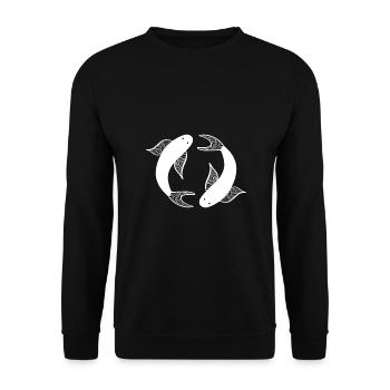 Fische Sternzeichen - Unisex Pullover - Schwarz - Vorne - Alina (178cm) & Michal (187cm)