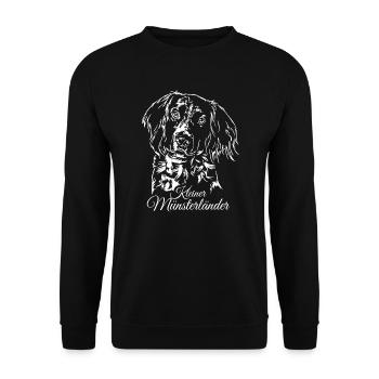 KLEINER MÜNSTERLÄNDER Hund Jagd Jagdhunde Wilsigns - Unisex Pullover - Schwarz - Vorne - Alina (178cm) & Michal (187cm)