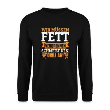 Fett verbrennen - Unisex Pullover - Schwarz - Vorne - Alina (178cm) & Michal (187cm)