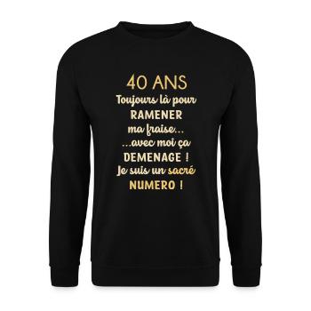 40 ans anniversaire - Sweat-shirt Unisexe - noir - Devant - Alina (178cm) & Michal (187cm)