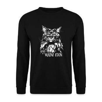 Loved by a Maine Coon cat saying cat Wilsigns - Unisex Sweatshirt - black - Front - Alina (178cm) & Michal (187cm)