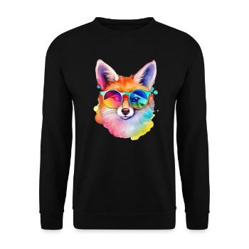 Renard cool coloré avec des lunettes de soleil - Sweat-shirt Unisexe - noir - Devant - Alina (178cm) & Michal (187cm)