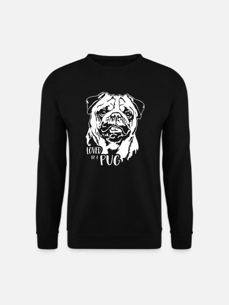 Loved by a Pug Hunde Mops Hundespruch Wilsigns - Unisex Pullover - Schwarz