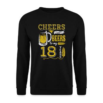 18 years / years: Cheers and Beers gift - Unisex Sweatshirt - black - Front - Alina (178cm) & Michal (187cm)