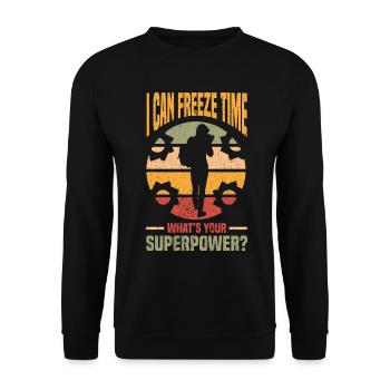 Photographer Photos Photo Cameraman Paparazzo - Unisex Sweatshirt - black - Front - Alina (178cm) & Michal (187cm)