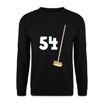 54 Besen Geburtstagsgeschenk an meine 54-jährige Frau - Unisex Pullover - Schwarz - Vorne - Alina (178cm) & Michal (187cm)