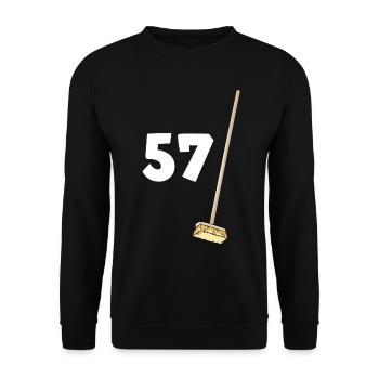 57 brooms 57 years old humor Man Woman Birthday - Unisex Sweatshirt - black - Front - Alina (178cm) & Michal (187cm)