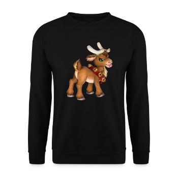 Freches Rentier Weihnachtsgeschenk Kleiner Rudolph - Unisex Pullover - Schwarz - Vorne - Alina (178cm) & Michal (187cm)