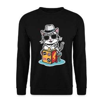 Cajon-Schlagzeuger - Unisex Pullover - Schwarz - Vorne - Alina (178cm) & Michal (187cm)