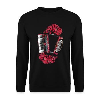 Akkordeon Akkordeonspieler Geschenk - Unisex Pullover - Schwarz - Vorne - Alina (178cm) & Michal (187cm)