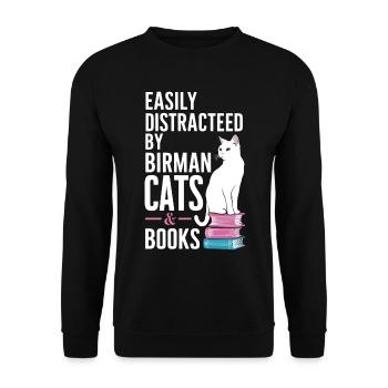 Katze Birma Geschenk - Unisex Pullover - Schwarz - Vorne - Alina (178cm) & Michal (187cm)