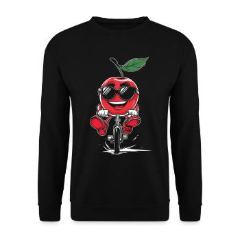 Kirschen Radfahren Auf Dem Fahrrad Geschenk - Unisex Pullover - Schwarz - Vorne - Alina (178cm) & Michal (187cm)