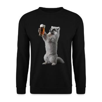 Polarfuchs Bier - Unisex Pullover - Schwarz - Vorne - Alina (178cm) & Michal (187cm)