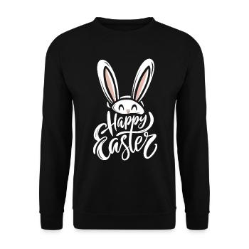 Happy Easter - Osterhase - Osterei - Geschenk - Unisex Pullover - Schwarz - Vorne - Alina (178cm) & Michal (187cm)