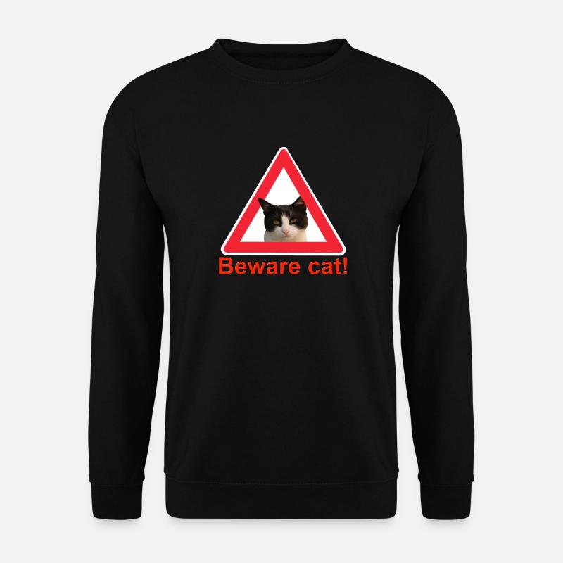 Uwaga kot znak drogowy znak kot pani - Bluza unisex - czarny
