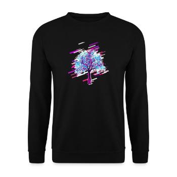 Baum Herbst 80er Retro Violett - Unisex Pullover - Schwarz - Vorne - Alina (178cm) & Michal (187cm)