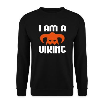 Ich bin ein Wikinger-cooles Zitat - Unisex Pullover - Schwarz - Vorne - Alina (178cm) & Michal (187cm)