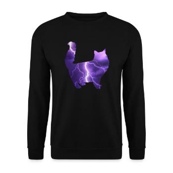 Chat chat flash lune étoiles cadeau - Sweat-shirt Unisexe - noir - Devant - Alina (178cm) & Michal (187cm)