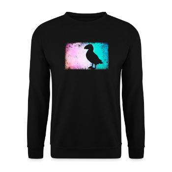 Puffin Puffin Puffin Multicolored Puffin - Unisex Sweatshirt - black - Front - Alina (178cm) & Michal (187cm)