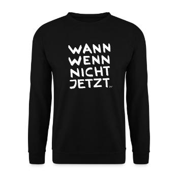 Bronko55 No.65 – WANN WENN NICHT JETZT - Unisex Pullover - Schwarz - Vorne - Alina (178cm) & Michal (187cm)