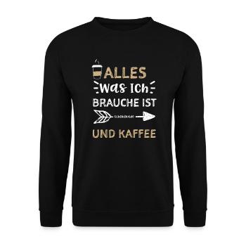 Alles Was Ich Brauche Ist Schoko... - Unisex Pullover - Schwarz - Vorne - Alina (178cm) & Michal (187cm)