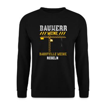 Bauherr Meine Baustelle Meine Re... - Unisex Pullover - Schwarz - Vorne - Alina (178cm) & Michal (187cm)