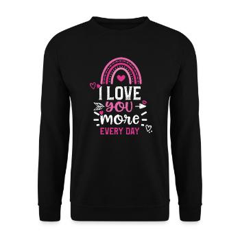 I love you more every day - Unisex Sweatshirt - black - Front - Alina (178cm) & Michal (187cm)