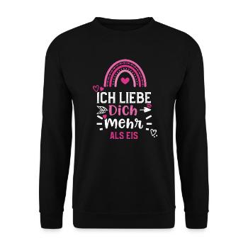 Ich liebe Dich mehr als Eis - Unisex Pullover - Schwarz - Vorne - Alina (178cm) & Michal (187cm)