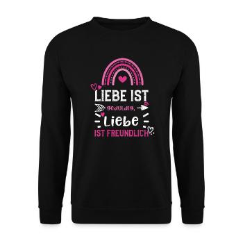 Liebe ist geduldig, Liebe ist fr... - Unisex Pullover - Schwarz - Vorne - Alina (178cm) & Michal (187cm)