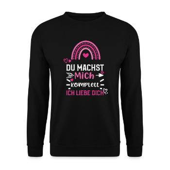 DU Machst Mich Komplett Ich Lieb... - Unisex Pullover - Schwarz - Vorne - Alina (178cm) & Michal (187cm)