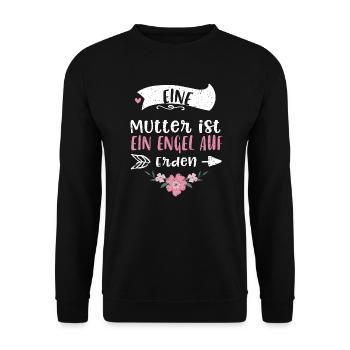 Eine Mutter ist ein Engel auf Erden - Unisex Pullover - Schwarz - Vorne - Alina (178cm) & Michal (187cm)