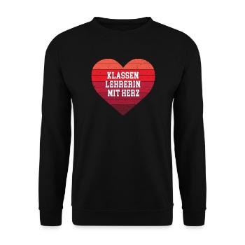 Klassenlehrerin mit Herz Schullehrerin Danke Beste - Unisex Pullover - Schwarz - Vorne - Alina (178cm) & Michal (187cm)