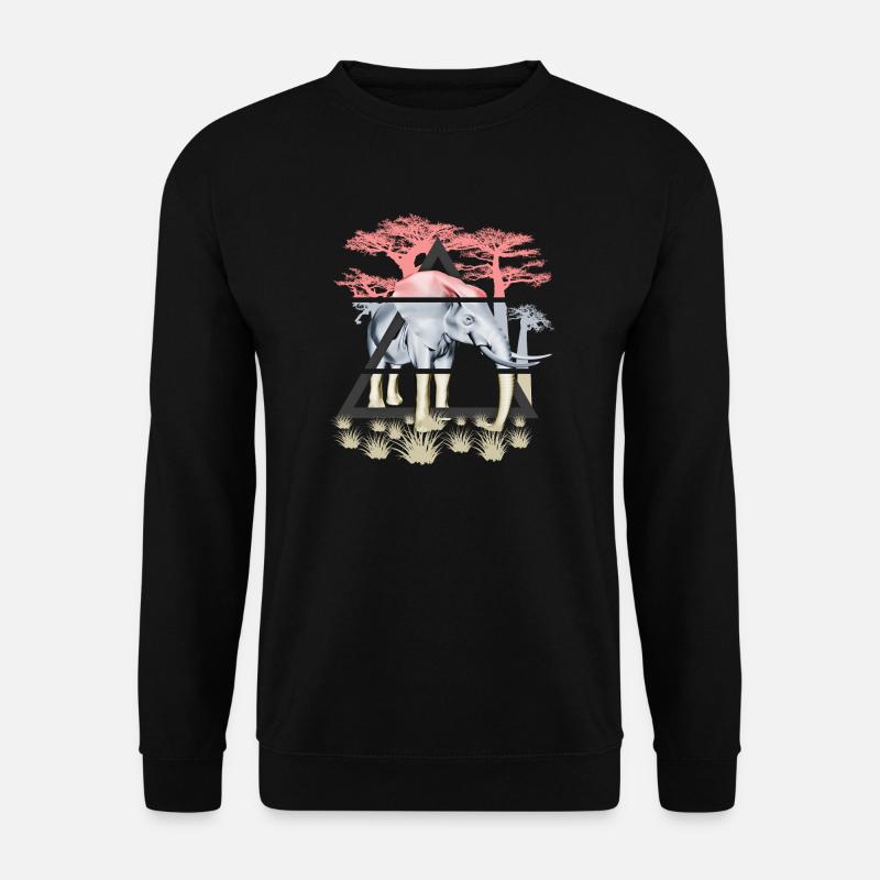 Weiser Elefant der Savanne - Unisex Pullover - Schwarz