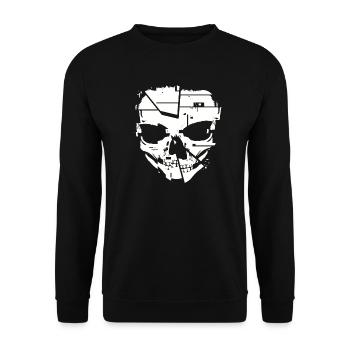 Glitch Horror Tekk Monster Skull - Unisex Pullover - Schwarz - Vorne - Alina (178cm) & Michal (187cm)