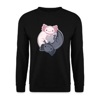 Yin-Yang Design for Axolotl Lovers - Unisex Sweatshirt - black - Front - Alina (178cm) & Michal (187cm)