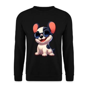 Französische Bulldogge 6 - Unisex Pullover - Schwarz - Vorne - Alina (178cm) & Michal (187cm)