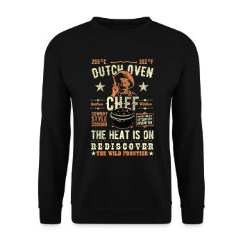 Dutch Oven Original Design Dutch Oven Chef Outlaw - Unisex Pullover - Schwarz - Vorne - Alina (178cm) & Michal (187cm)