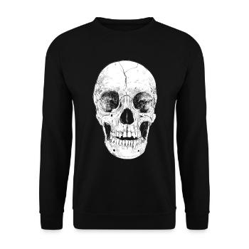 Skull skull grumpy bones head - Unisex Sweatshirt - black - Front - Alina (178cm) & Michal (187cm)