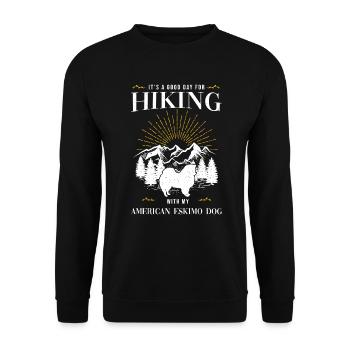 American Eskimo Dog Hund - Unisex Sweatshirt - black - Front - Alina (178cm) & Michal (187cm)