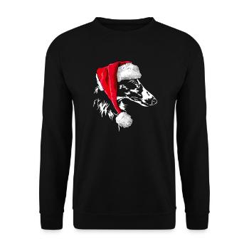 Santa BARSOI Christmas Dogs Wilsigns - Unisex Sweatshirt - black - Front - Alina (178cm) & Michal (187cm)