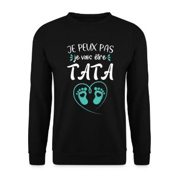 Je Peux Pas Je Vais Etre Tata Future 2023 Grossess - Sweat-shirt Unisexe - noir - Devant - Alina (178cm) & Michal (187cm)