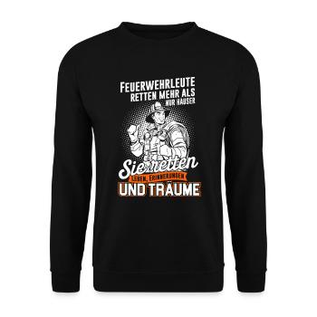 Feuerwehr Feuerwehrmann Feuerwehrfrau Träume - Unisex Pullover - Schwarz - Vorne - Alina (178cm) & Michal (187cm)