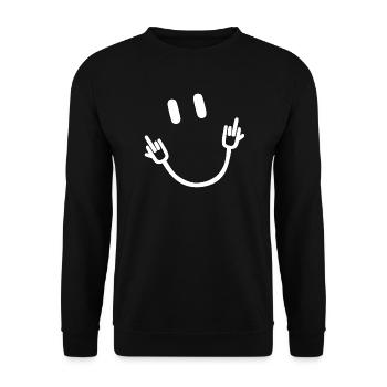 Smile Middle Finger - Sweat-shirt Unisexe - noir - Devant - Alina (178cm) & Michal (187cm)