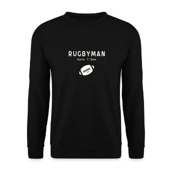 Rugbyman dans l'âme | Rugby - Sweat-shirt Unisexe - noir - Devant - Alina (178cm) & Michal (187cm)