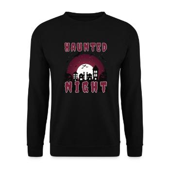 "Haunted Night", Haunted City for Halloween - Unisex Sweatshirt - black - Front - Alina (178cm) & Michal (187cm)