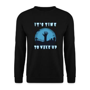 "It's time to wake up", Halloween Zombie Alarm Clock - Unisex Sweatshirt - black - Front - Alina (178cm) & Michal (187cm)