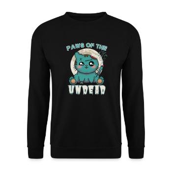 "Paws of the Undead", Chat Zombie Mignon - Sweat-shirt Unisexe - noir - Devant - Alina (178cm) & Michal (187cm)