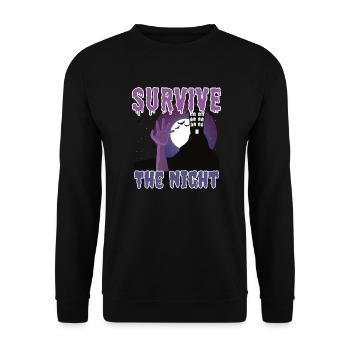 "Überlebe die Nacht", Das Erwachen der Zombies - Unisex Pullover - Schwarz - Vorne - Alina (178cm) & Michal (187cm)