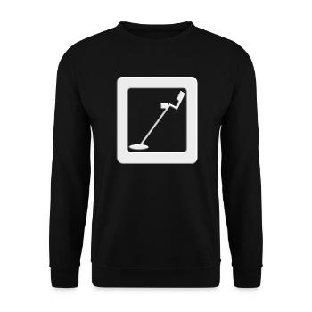 Symbol Metalldetektor zum Sondeln und Schatzsuche - Unisex Pullover - Schwarz - Vorne - Alina (178cm) & Michal (187cm)