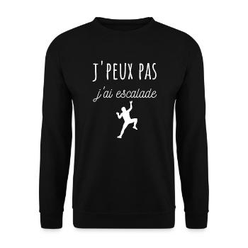 j'peux pas j'ai escalade cadeau anniversaire - Sweat-shirt Unisexe - noir - Devant - Alina (178cm) & Michal (187cm)